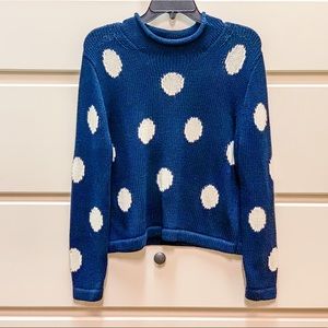 J.Crew navy & cream polka dot sweater, size Small